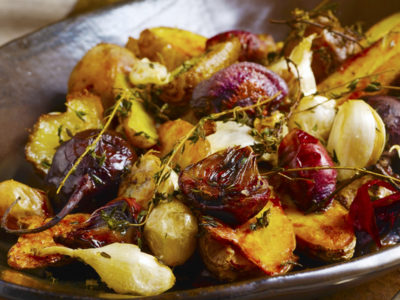 Baked Potato with Beet and Onion